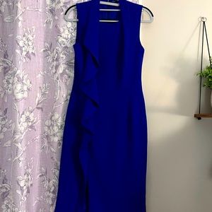 Royal blue Antonio Melani ruffle slit dress size 2